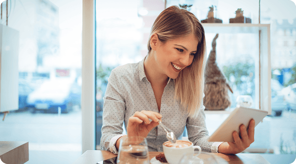 Woman using calendar application